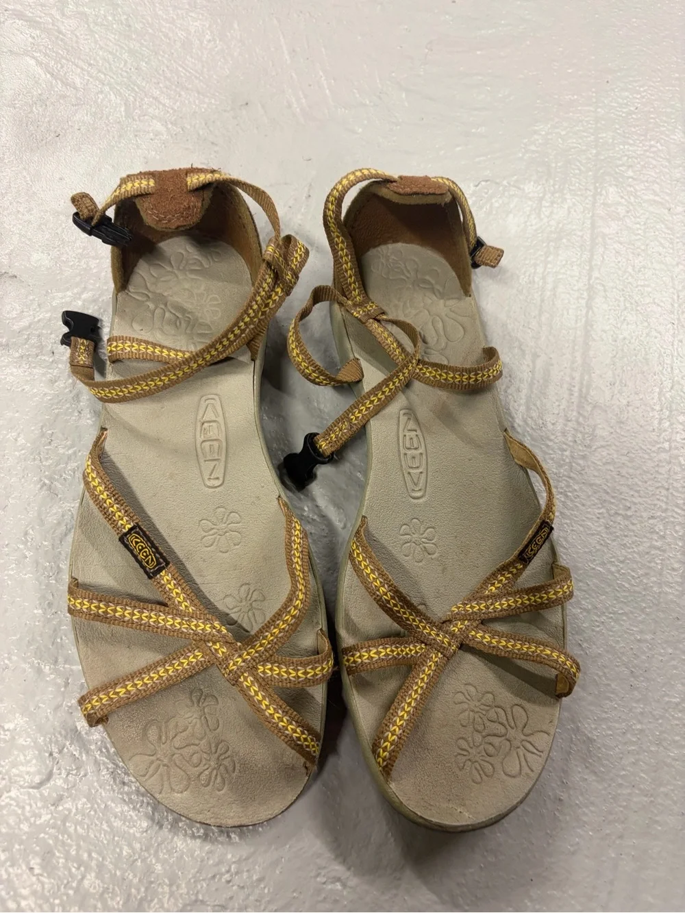 Keen Women's Brown and Yellow Strappy Sandals